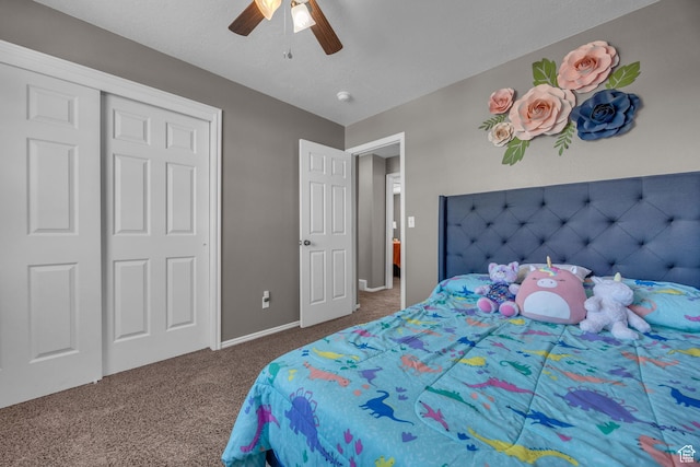 5419 S 4125 W, Roy, UT 84067 - carpeted bedroom with a ceiling fan, baseboards, and a closet