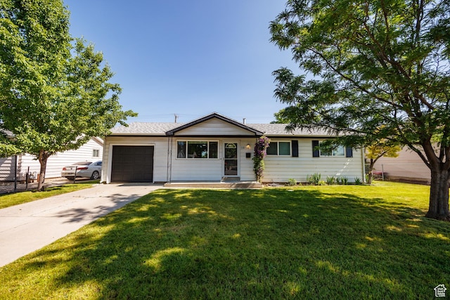 1814 W 80 S, Provo, UT 84601 - ranch-style house with a garage, concrete driveway, a front yard, and a shingled roof