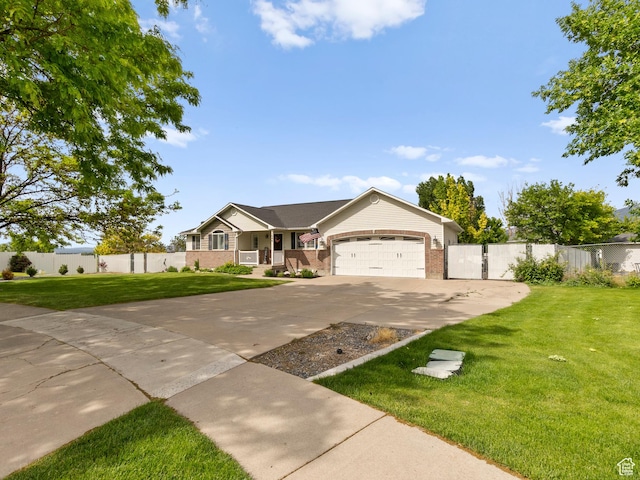 1046 W 370 N, Hyrum, UT 84319 - ranch-style house featuring brick siding, driveway, an attached garage, and a porch