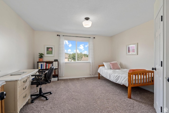 116 S Canyon View Dr, Elk Ridge, UT 84651 - bedroom featuring light colored carpet, an office area, and baseboards