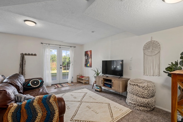 116 S Canyon View Dr, Elk Ridge, UT 84651 - living room with a textured ceiling and french doors