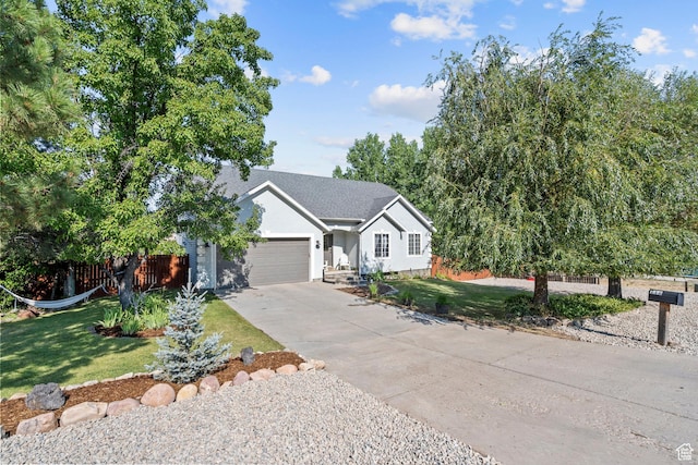 116 S Canyon View Dr, Elk Ridge, UT 84651 - single story home with concrete driveway, a garage, stucco siding, and a shingled roof