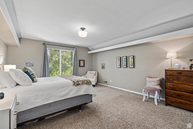 116 S Canyon View Dr, Elk Ridge, UT 84651 - carpeted bedroom with vaulted ceiling, baseboards, and a textured ceiling