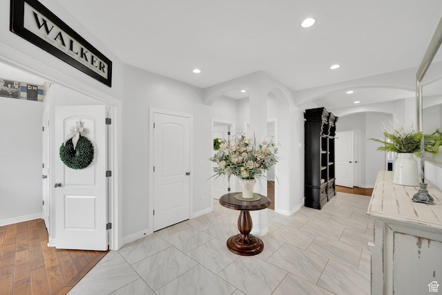 14789 S Briar Park Rd W, Herriman, UT 84096 - entryway featuring arched walkways, recessed lighting, and baseboards