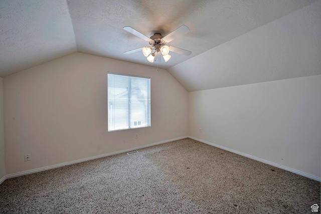 1588 N Dawson W, Tooele, UT 84074 - bonus room with lofted ceiling, carpet floors, a textured ceiling, ceiling fan, and baseboards