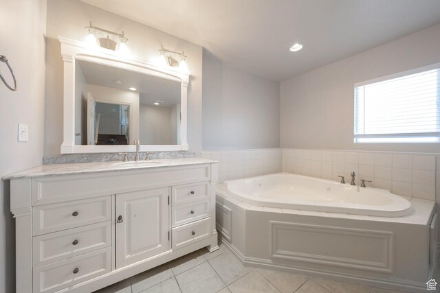 1454 N 420 E, Tooele, UT 84074 - full bathroom with vanity, tile patterned flooring, and a bath