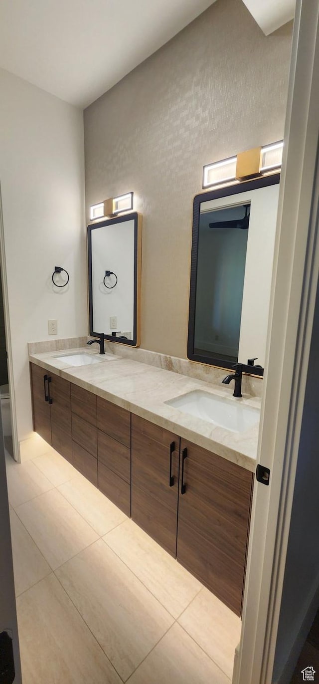 101 Crestview Cir, Park City, UT 84098 - bathroom with double vanity and tile patterned floors