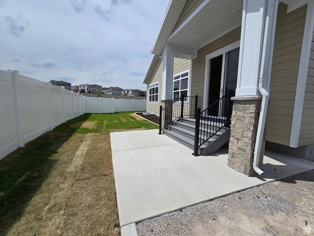 3577 W Haven Hollow Dr S, South Jordan, UT 84095 - view of patio / terrace featuring entry steps and a residential view