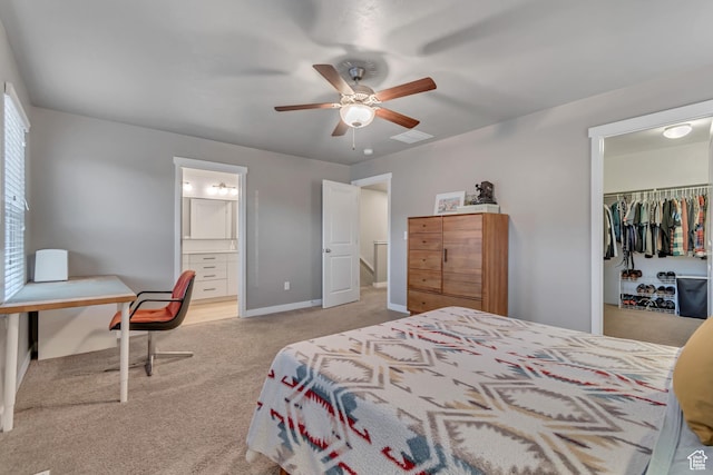 1791 W 60 S, Pleasant Grove, UT 84062 - carpeted bedroom featuring a spacious closet, a closet, a ceiling fan, ensuite bathroom, and baseboards