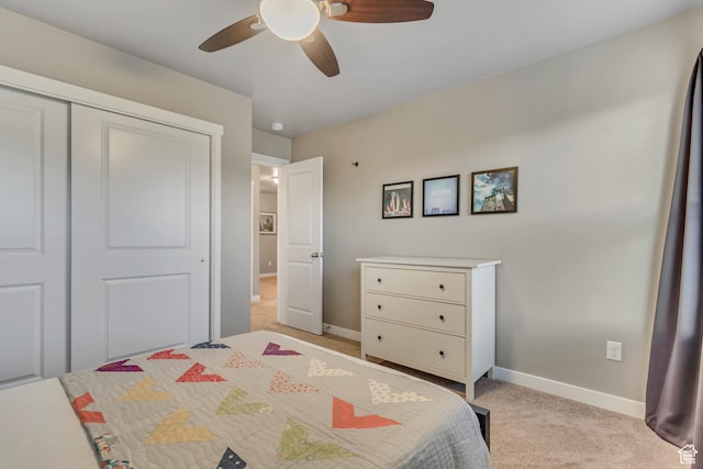 1791 W 60 S, Pleasant Grove, UT 84062 - bedroom with light colored carpet, baseboards, a closet, and ceiling fan