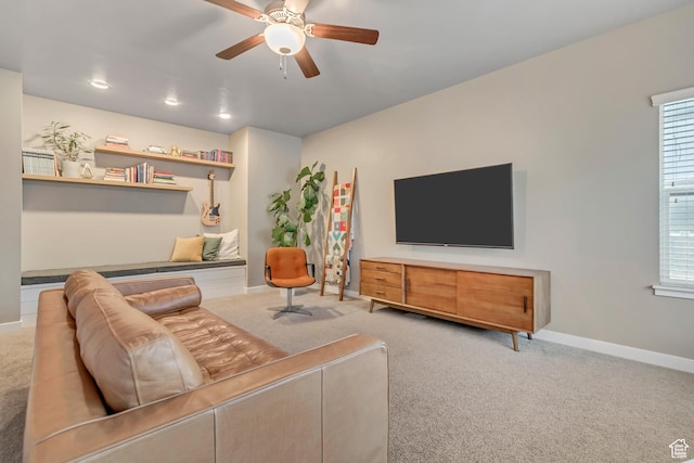 1791 W 60 S, Pleasant Grove, UT 84062 - living room with carpet flooring, ceiling fan, and baseboards