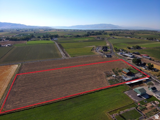 1777 W Palmyra Dr, Palmyra, UT 84660 - overview of rural landscape with a mountainous background, abundant farmland, and property parcel outlined