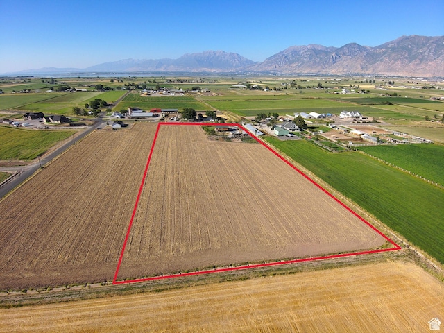 1777 W Palmyra Dr, Palmyra, UT 84660 - view of rural area with property parcel outlined, mountains, and abundant farmland