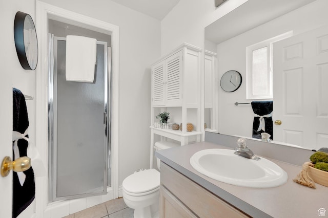 524 E 1200 S, Kaysville, UT 84037 - bathroom with a stall shower, vanity, toilet, and tile patterned flooring