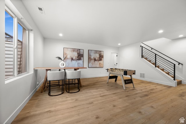 5472 N Valley View Rd W, Lehi, UT 84043 - playroom featuring baseboards, wood finished floors, and recessed lighting
