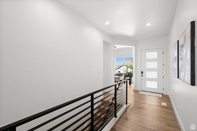5472 N Valley View Rd W, Lehi, UT 84043 - foyer entrance with baseboards, light wood-style floors, and recessed lighting