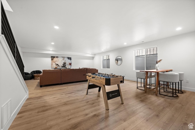 5472 N Valley View Rd W, Lehi, UT 84043 - game room featuring light wood-type flooring, recessed lighting, and baseboards