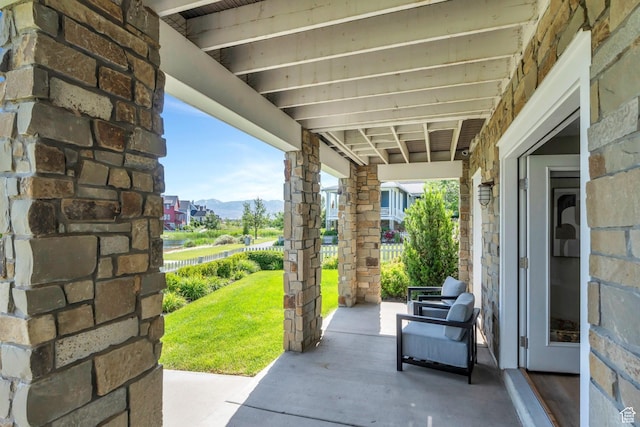 10764 S Felicity Ct, South Jordan, UT 84009 - porch featuring a mountain view
