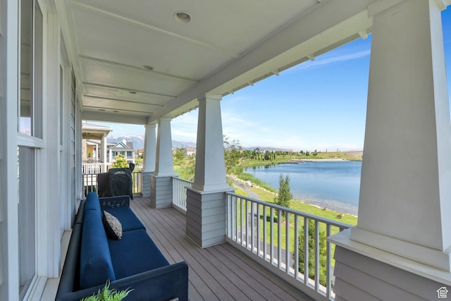 10764 S Felicity Ct, South Jordan, UT 84009 - wooden terrace featuring a water view