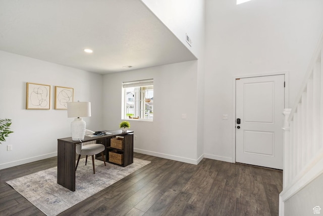 3456 S Linden Way, Syracuse, UT 84075 - office featuring dark wood-style flooring, baseboards, and recessed lighting