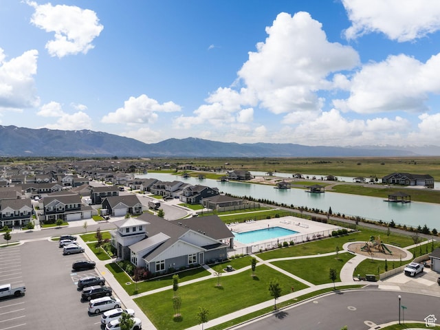 3456 S Linden Way, Syracuse, UT 84075 - aerial view of residential area with a water and mountain view and a pool area