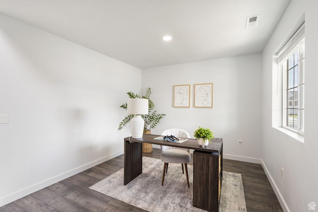 3456 S Linden Way, Syracuse, UT 84075 - office area with dark wood-style floors, baseboards, and recessed lighting