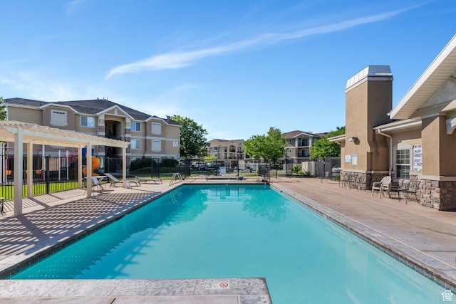 1292 W Dallin Dr N, Pleasant Grove, UT 84062 - community pool with a residential view, a pergola, and a patio