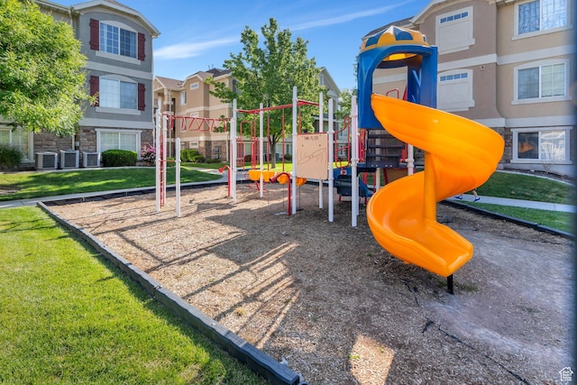 1292 W Dallin Dr N, Pleasant Grove, UT 84062 - communal playground with central AC unit, a residential view, and a yard