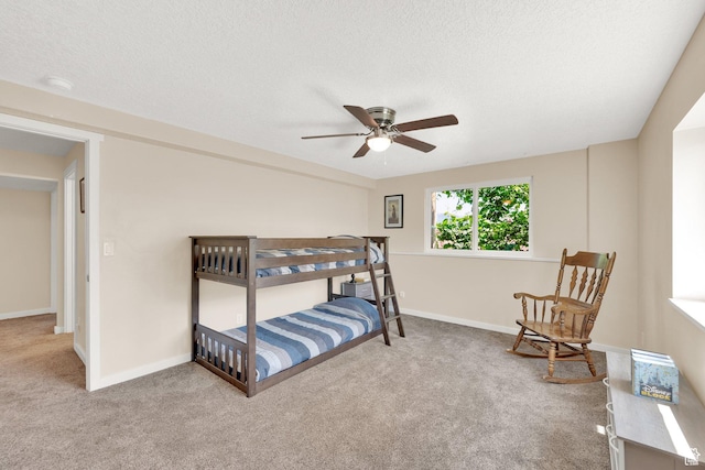 4234 W Swensen Farm Dr S, Riverton, UT 84096 - carpeted bedroom with baseboards, a textured ceiling, and ceiling fan