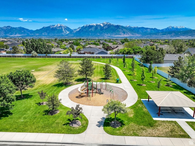 4234 W Swensen Farm Dr S, Riverton, UT 84096 - view of property's community featuring a mountain view, a yard, a gazebo, and a residential view