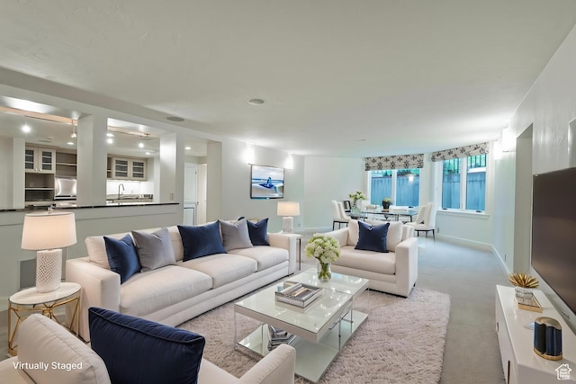 1358 E Tomahawk Dr N, Salt Lake City, UT 84103 - carpeted living room featuring recessed lighting