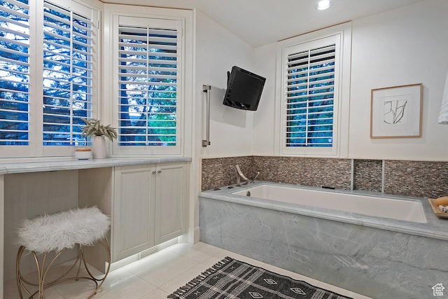 1358 E Tomahawk Dr N, Salt Lake City, UT 84103 - full bath featuring a garden tub, tile patterned flooring, and recessed lighting