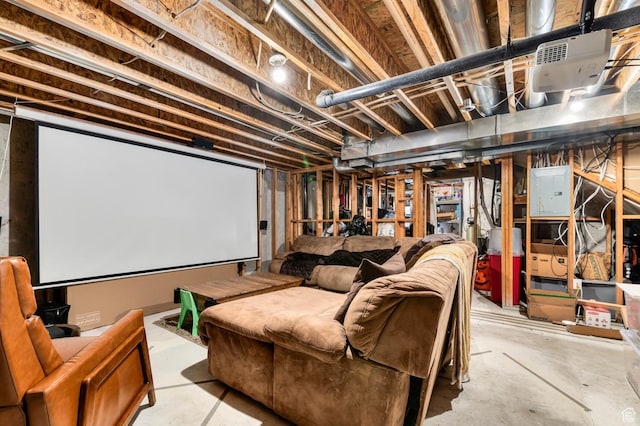 13152 S Eagle Peak Dr, Herriman, UT 84065 - home theater room with unfinished concrete floors