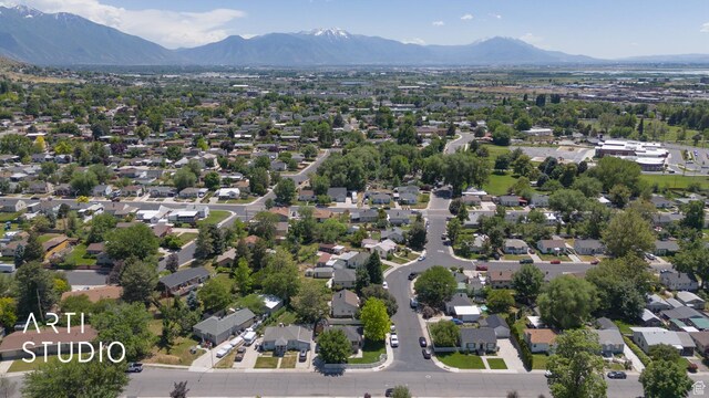 1132 E 360 S, Provo, UT 84606 - aerial view of property's location with a mountain backdrop and nearby suburban area