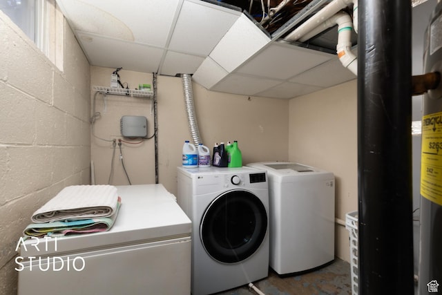1132 E 360 S, Provo, UT 84606 - laundry area featuring washing machine and dryer and concrete block wall