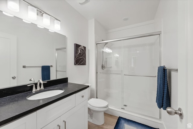 786 S 820 E, Pleasant Grove, UT 84062 - full bath with a shower stall, vanity, toilet, and wood finished floors