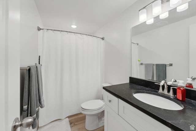 786 S 820 E, Pleasant Grove, UT 84062 - full bathroom featuring toilet, vanity, wood finished floors, and a shower with curtain