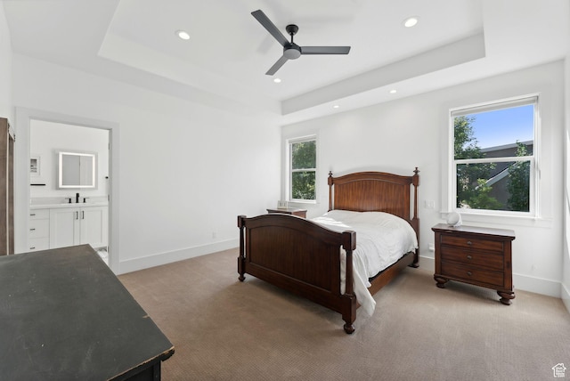 786 S 820 E, Pleasant Grove, UT 84062 - bedroom featuring a tray ceiling, multiple windows, light colored carpet, baseboards, and recessed lighting