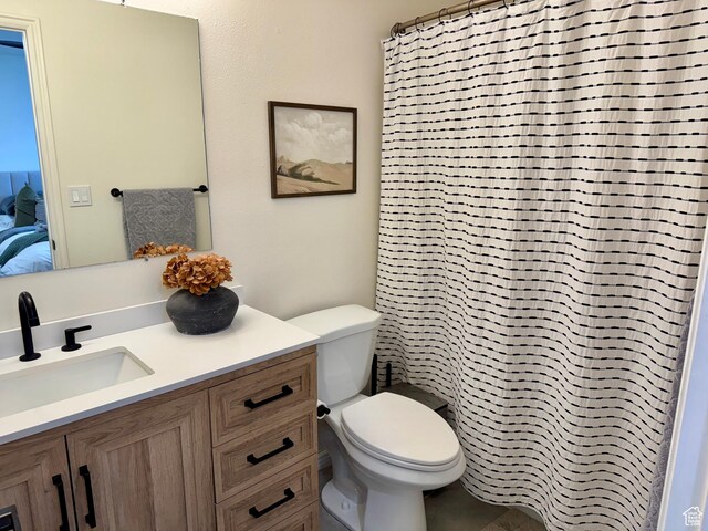 1720 N 2340 W, Lehi, UT 84043 - bathroom with vanity, toilet, connected bathroom, and a shower with curtain