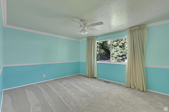 895 E 1015 S, Ogden, UT 84404 - carpeted spare room with ceiling fan, crown molding, baseboards, and a textured ceiling