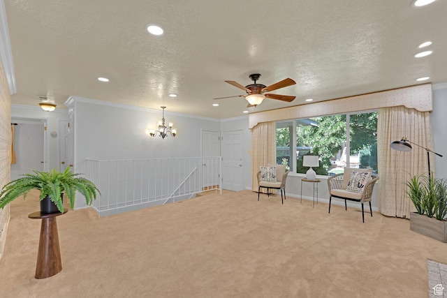 895 E 1015 S, Ogden, UT 84404 - sitting room featuring carpet flooring, recessed lighting, ceiling fan, crown molding, and a chandelier