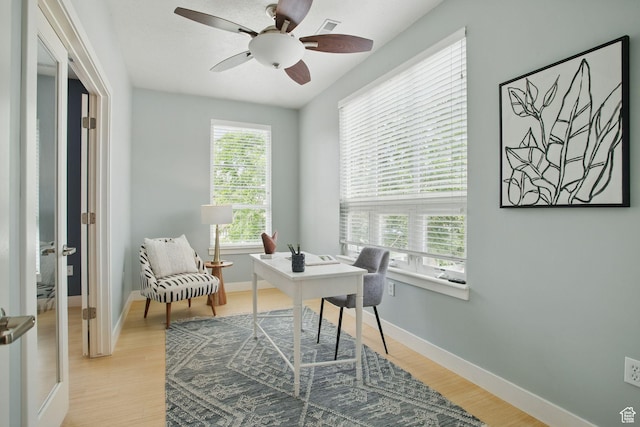 333 E Stanton Ave S, Salt Lake City, UT 84111 - office featuring a ceiling fan, light wood finished floors, and baseboards