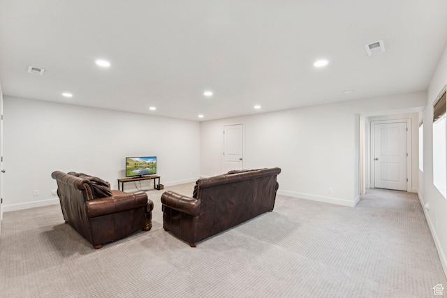 105 S 600 E, Provo, UT 84606 - living room featuring light carpet, recessed lighting, and baseboards