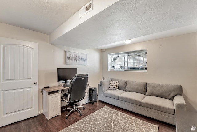 583 N 640 W, Tooele, UT 84074 - home office featuring dark wood finished floors, a textured ceiling, and baseboards