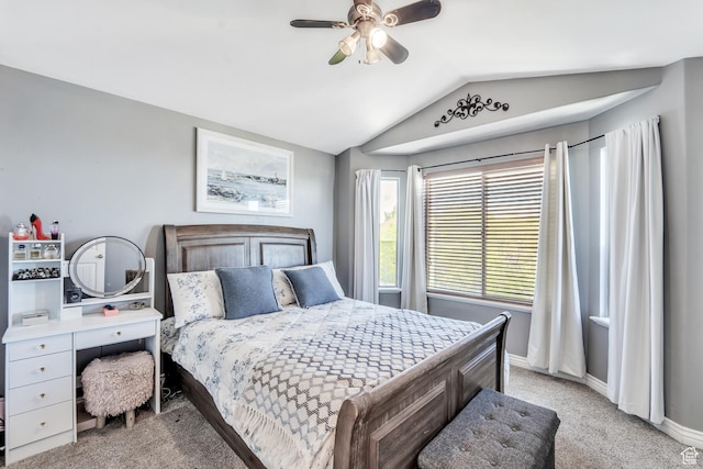 583 N 640 W, Tooele, UT 84074 - bedroom with light carpet, lofted ceiling, baseboards, and a ceiling fan