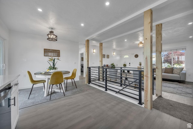 5494 W Townsend Way, West Valley City, UT 84118 - dining area with recessed lighting, wood finished floors, and baseboards