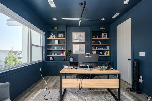 12184 N Bridgegate Way, Highland, UT 84003 - office area with light wood finished floors, a ceiling fan, and baseboards