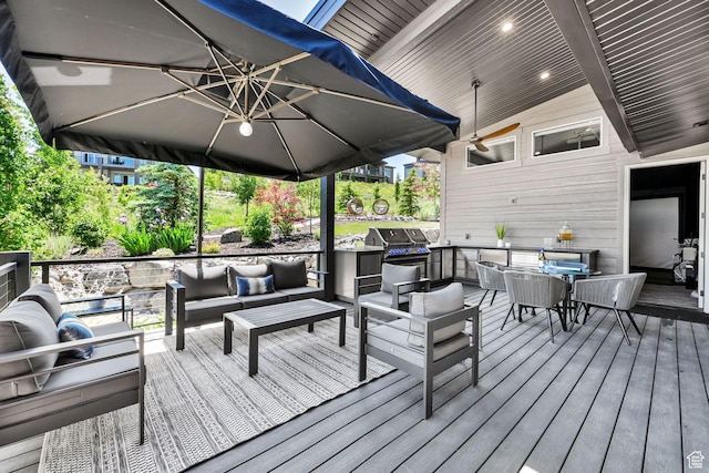6339 E Quail Ln, Huntsville, UT 84317 - wooden terrace with an outdoor hangout area and area for grilling