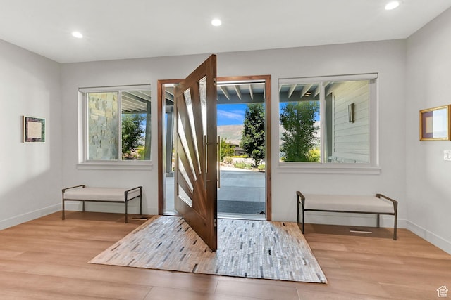 6339 E Quail Ln, Huntsville, UT 84317 - entryway with wood finished floors, recessed lighting, and baseboards