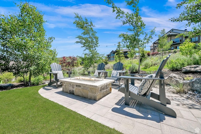 6339 E Quail Ln, Huntsville, UT 84317 - view of patio / terrace with an outdoor fire pit